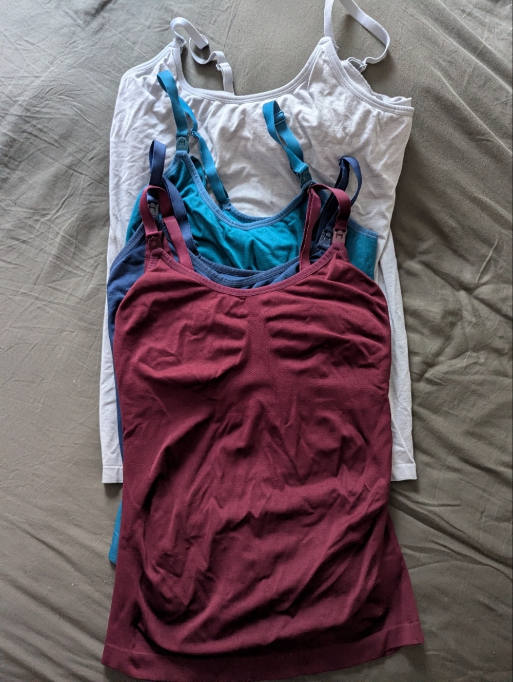 Set of 4 Women's Breastfeeding Tank Tops - Burgundy, Teal, Navy